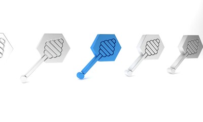 Sticker - Blue Honey dipper stick icon isolated on white background. Honey ladle. Minimalism concept. 3D render illustration