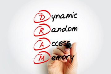 DRAM - Dynamic Random Access Memory acronym with marker, technology concept background