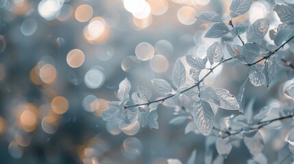  Abstract background of blurry gray leaves with bokeh