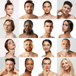 © master1305 - Collage man of beautiful women and men of different age isolated on white background showing perfect well-kept skin. Concept of skin care, cosmetology and cosmetics, beauty