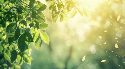 Poster - Abstract spring nature with green leaves on a backdrop