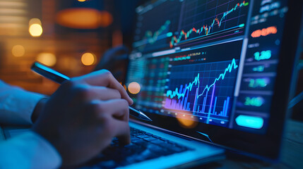 stock market finance graph investment bar trend chart analysis growth success currency reports Business world economy bond yield return profit ETF bitcoin fund analyze analyst computer technology AI
