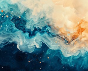 Ink technique creating fluid, organic shapes with bokeh highlights, ink bokeh shapes, artistic and dynamic