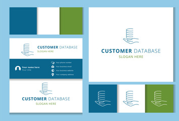 Wall Mural - businessman holding customer database icon for company logo