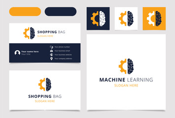 Wall Mural - machine learning logo combining brain and gear for artificial intelligence concept