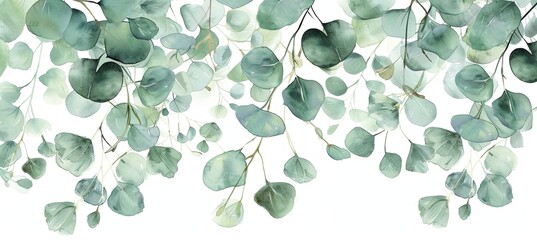 Poster - A painting of a green leafy tree with a white background