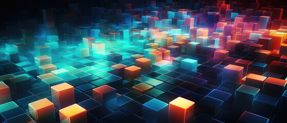 Wall Mural - Futuristic Digital Data Network Abstract Visualization