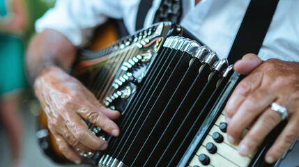 close-up photo of an Argentine tango bandoneón player