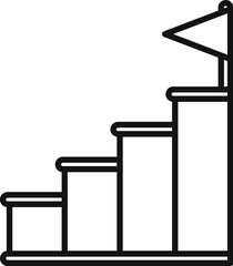 Poster - Simple line drawing of a podium with a flag, representing success and achievement of goals