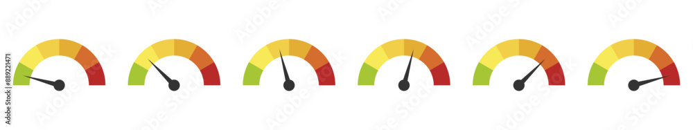 Risk meter. Risk concept on speedometer. Risk gauge meter sign. Scale ...