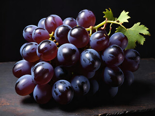 Canvas Print - fresh grapes on a black background