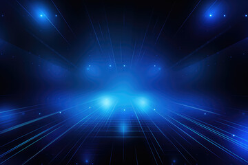 Wall Mural - Futuristic Blue Laser Beams in Dark Space Background