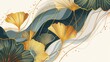 © Panupan - abstract luxury background , ginkgo leaf background , luxury art background , abstract ginkgo art
