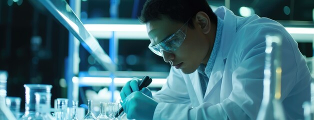 Poster - Scientist Conducting Research in Modern Laboratory