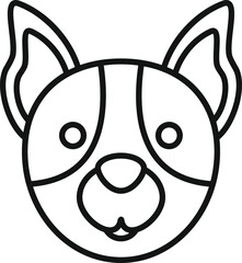 Wall Mural - Simple line drawing of a dog face with big ears looking forward