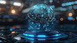 © ภวัต สายวงค์ - Futuristic blue digital AI globe.