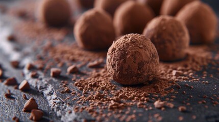 Canvas Print - A selection of rich and creamy truffles resting on a table