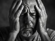© Alexander Chaykin - A close-up shot of a man with his hands pressed against his temples, possibly indicating frustration or stress