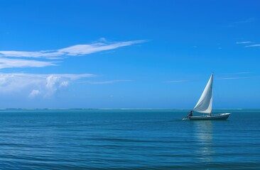 Sticker - Serene Sailboat Journey on a Clear Blue Sea