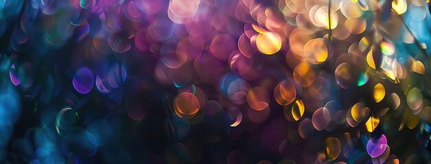 Wall Mural - Colorful Bokeh Lights on Dark Background