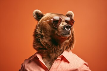 Wall Mural - Portrait of a handsome fashionable bear.