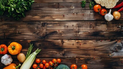 Wall Mural - Organic vegetables on a wooden surface for healthy meals