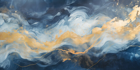 Canvas Print - Ethereal Gold-Infused Oceanic Artwork