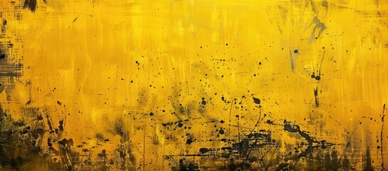 Wall Mural - Abstract Yellow and Black Paint Splatter