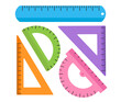© Vita - Colored set of vector school rulers. Ruler, triangle ruler, protractor