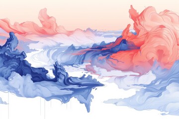 Blue and red abstract fluid shapes dynamic and surreal artistic scene inviting setting detailed and vibrant creative design