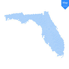 Wall Mural - Abstract graphic Florida map from point blue on a white background. Vector illustration.