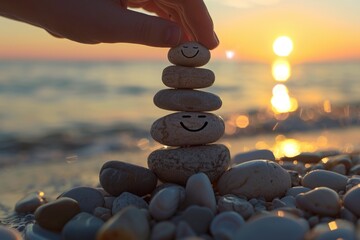 A person creating art with stones, a simple yet creative activity