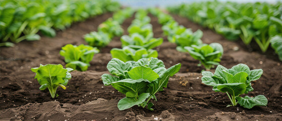 Sticker - A field of green plants with some of them being lettuce