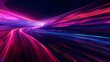© adri - Abstract digital background with glowing light trails and cyberpunk elements, symbolizing fast data transfer speed in the network system of big cities, concept of high-speed internet connection techno