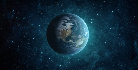 Wall Mural - view of the earth and star from the space. elements of this image furnished by nasa.