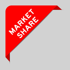 Poster - Red color of corner label banner with word market share on gray background