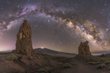 Wall Mural - Under the Milky Way, a rock formation in Teide national park