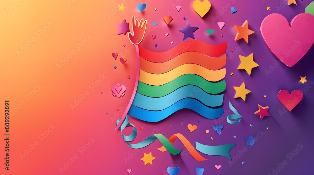LGBT Pride Month holiday, People hold signs, banner and placards with ...