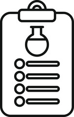 Canvas Print - Line art icon of a clipboard with a checklist and flask icon, representing a science experiment plan