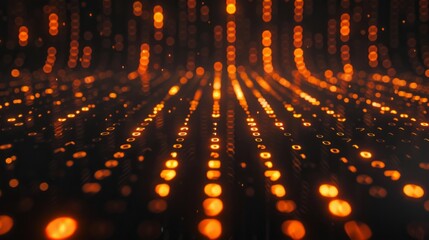 Aufkleber - Orange lights illuminate a dark background, creating a pattern of lines and circles.