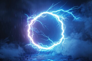 Wall Mural - a single lightning bolt illuminates the darkness, providing a glimpse into the stormy atmosphere