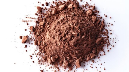 Wall Mural - A picture of a white surface covered in a pile of chocolate powder, ideal for use in food or product photography