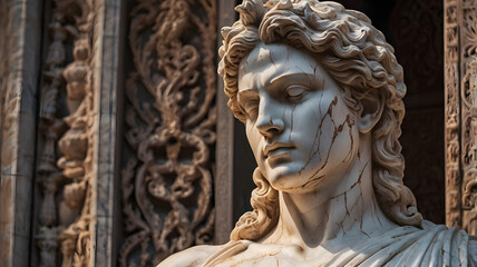 Wall Mural - A majestic marble statue, weathered with age yet exuding timeless elegance. 