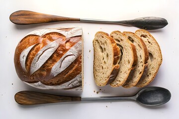 Wall Mural - Sliced Sourdough Bread isolated on white background