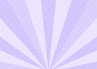Wall Mural - かわいいポップなドットの集中線　横　横長　紫　Illustration with retro comic effect. Cute purple burst background.