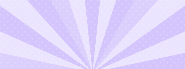 Wall Mural - かわいいポップなドットの集中線　横　横長 　ワイド 　バナー　紫　　Illustration with retro comic effect. Cute purple burst background.