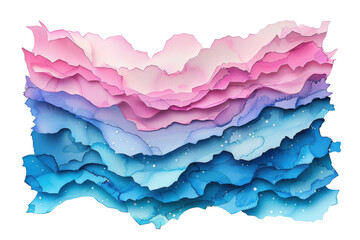 Wall Mural - colorful paper cut waves in shades of pink, purple, and blue.