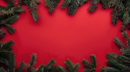 Wall Mural - Red background with fir border