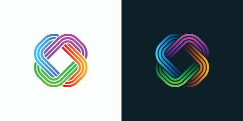 Sticker - Vector logo design of infinity rectangular shape lines in a modern, simple, clean and abstract style.