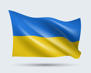 Wall Mural - Vector illustration of 3D-style flag of Ukraine isolated on light background. Created using gradient meshes, EPS 10 vector design element from world collection